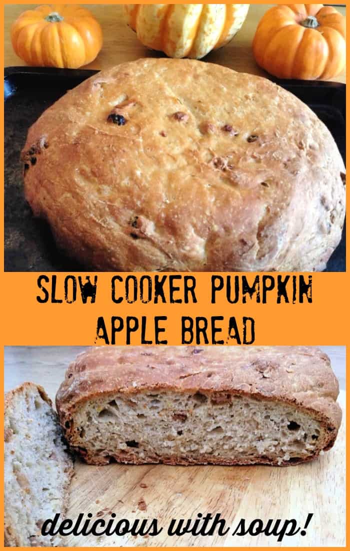Slow cooker pumpkin apple bread - a great way to use up your Halloween pumpkin, delicious with soup