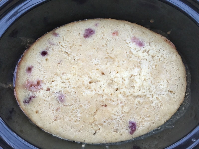Slow Cooker Lemon and Mixed Berry Self-Saucing Pudding