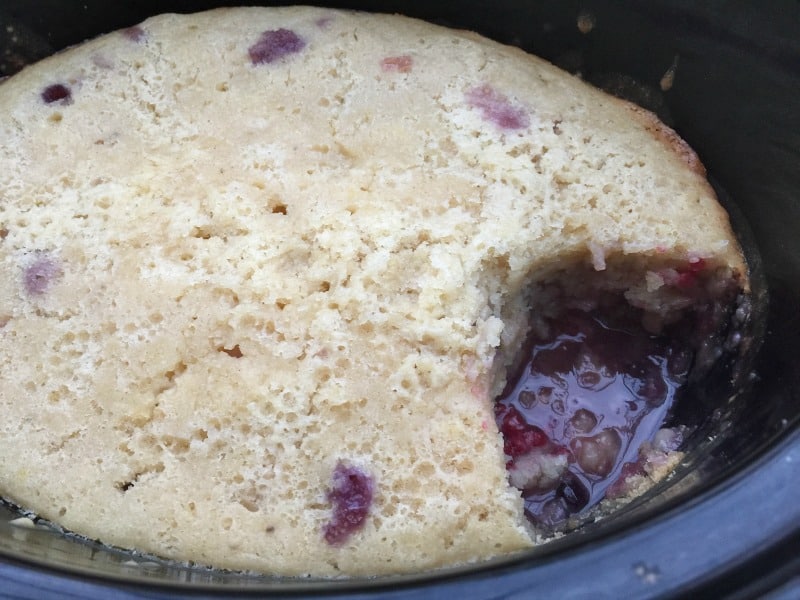 Slow Cooker Lemon and Mixed Berry Self-Saucing Pudding