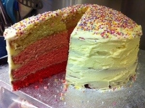 pink ombre sprinkles cake