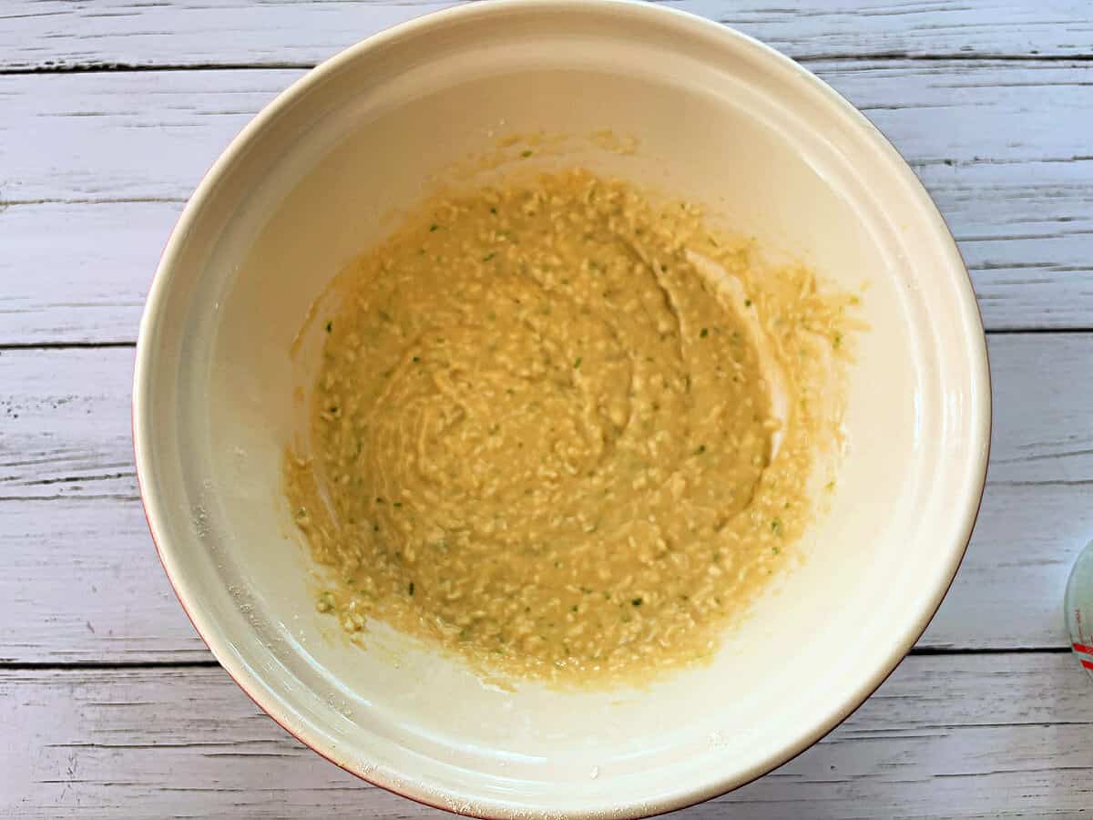 Cake batter in a bowl.