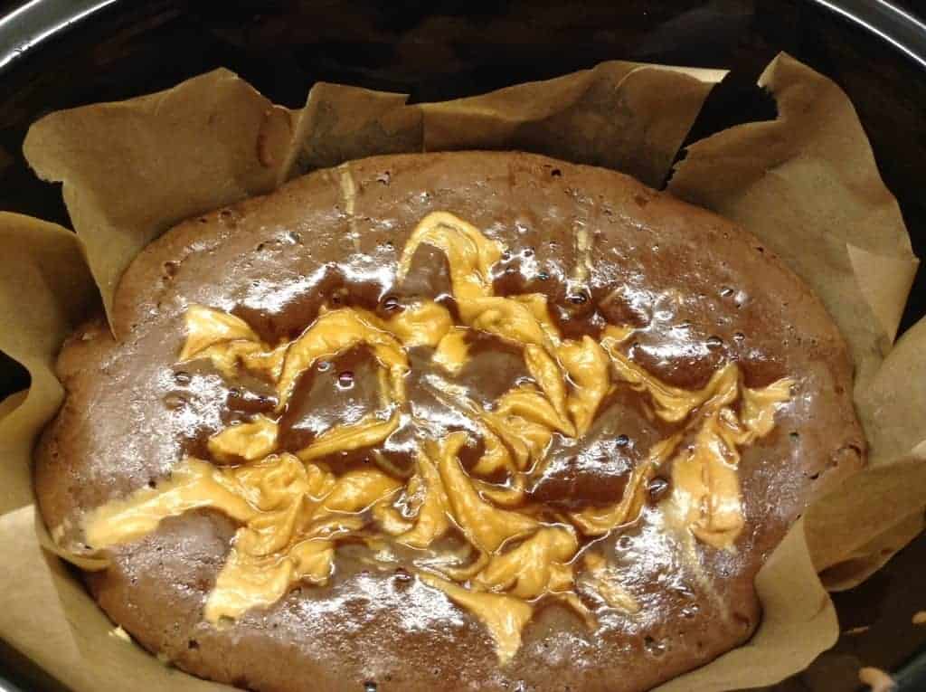 Slow Cooker Peanut Swirl Brownies