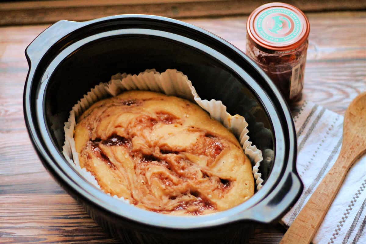 Jam cake once baked.