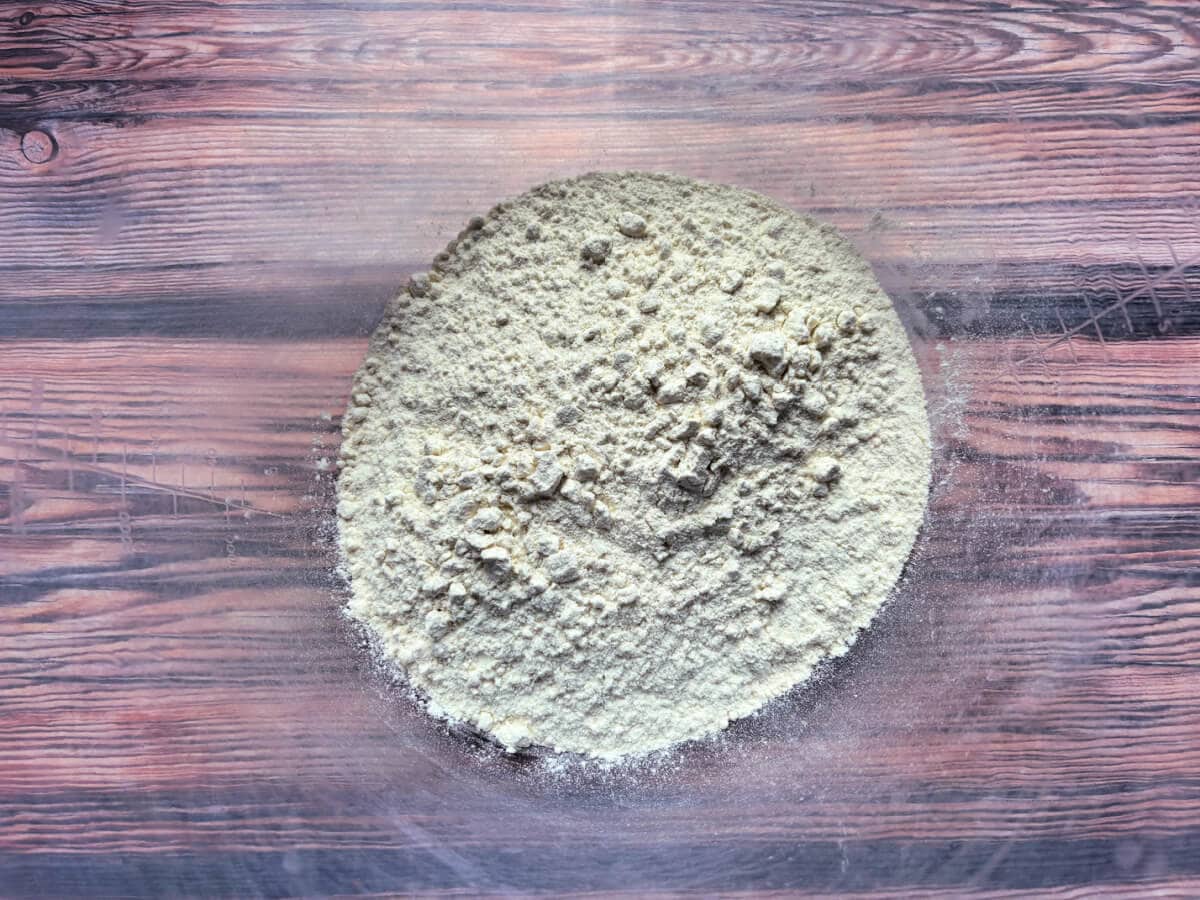 Flour in a clear bowl.