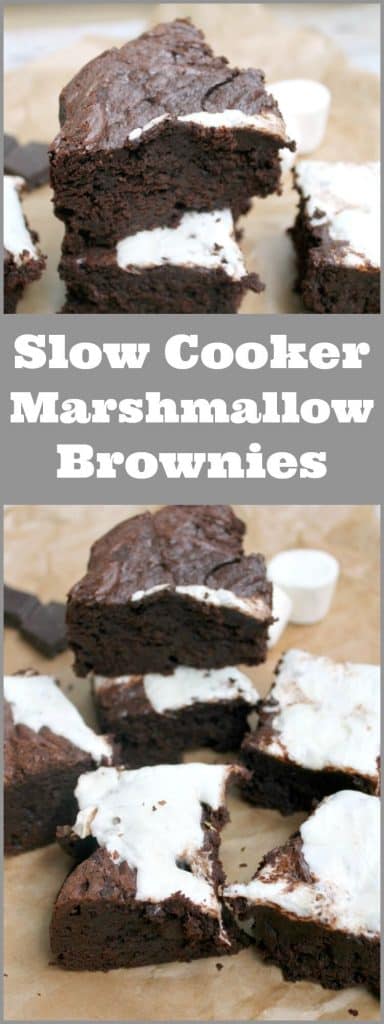 Slow cooker marshmallow brownies - a rich and indulgent bake in your crockpot!