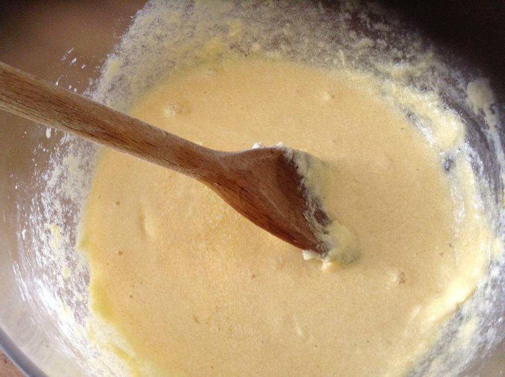Cake mixture in a bowl.