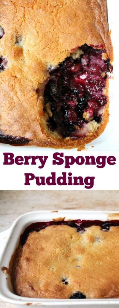 Berry sponge pudding - a quick and easy dessert to make using frozen berries #baking #dessert #berries