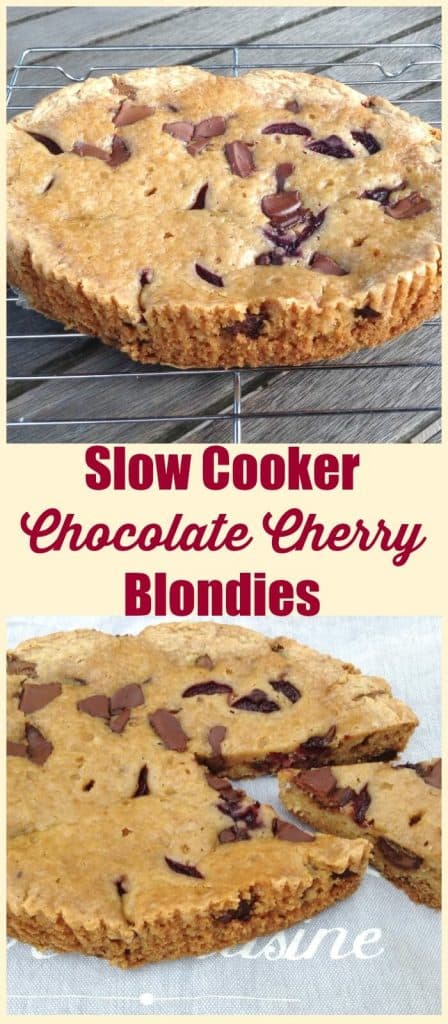 Slow cooker chocolate cherry blondies