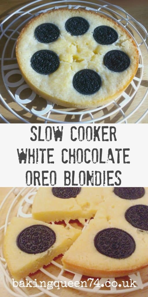 Slow cooker white chocolate Oreo blondies - so fun to bake and a delicious treat