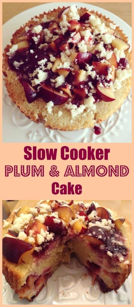 Slow cooker plum and almond cake, perfect with a cup of tea or coffee as a delicious snack