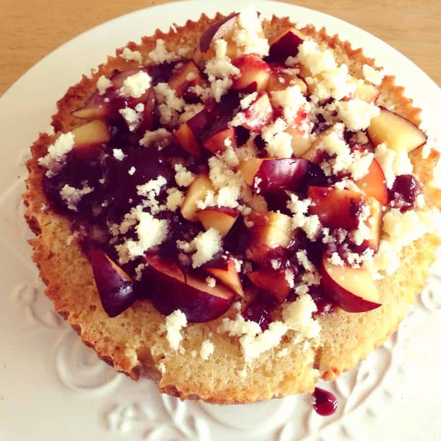 Slow cooker plums & almond cake