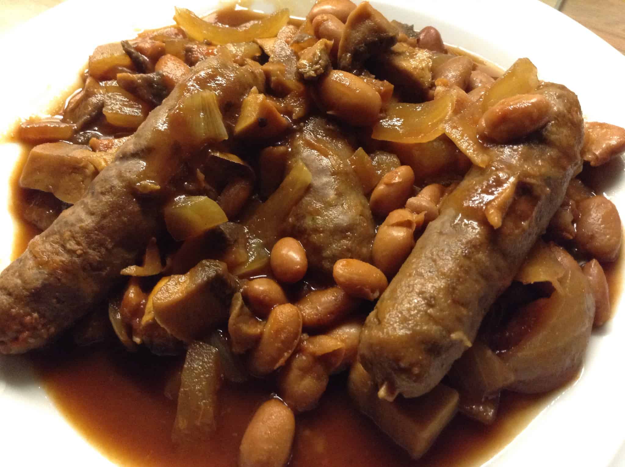 Slow Cooker Venison Sausage Casserole with Borlotti Beans