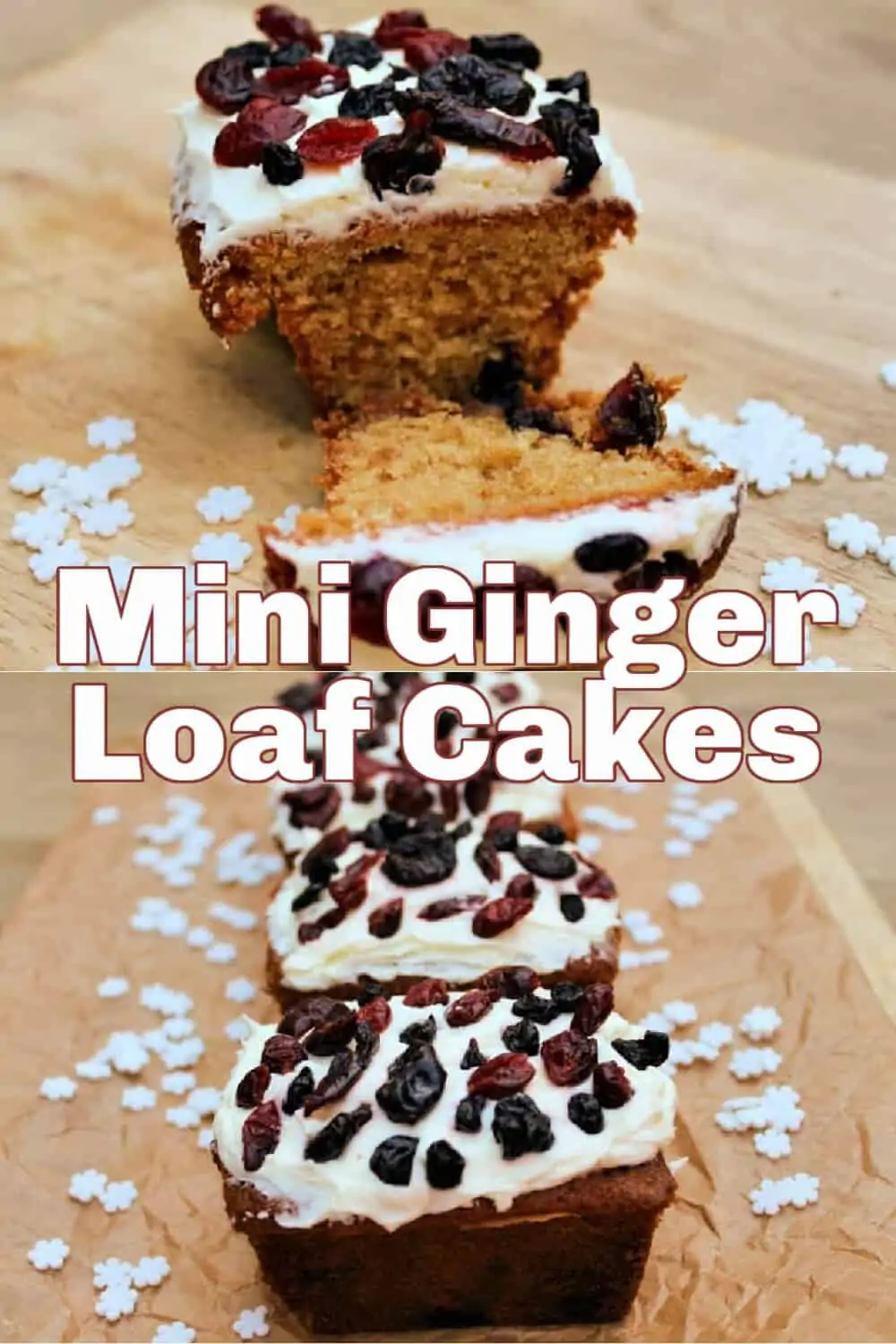 Ginger loaf cake image with text overlay for Pinterest.