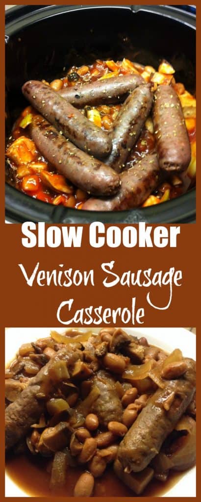 Slow cooker venison sausage casserole with borlotti beans