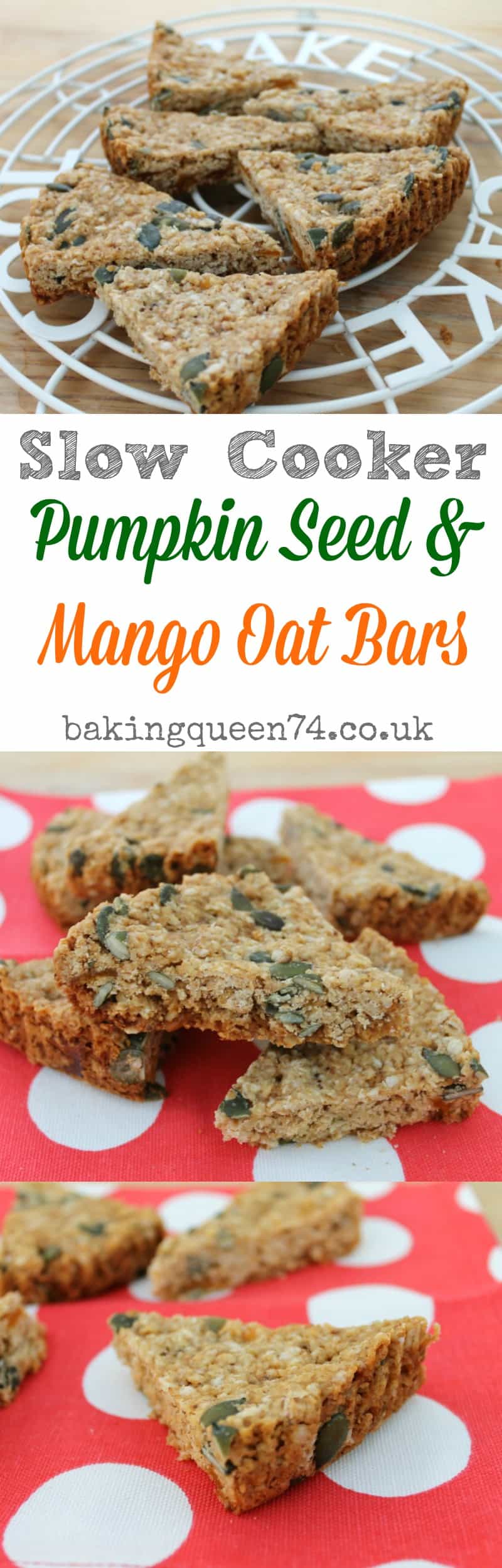 Slow Cooker Pumpkin Seed and Mango Oat Bars - BakingQueen74