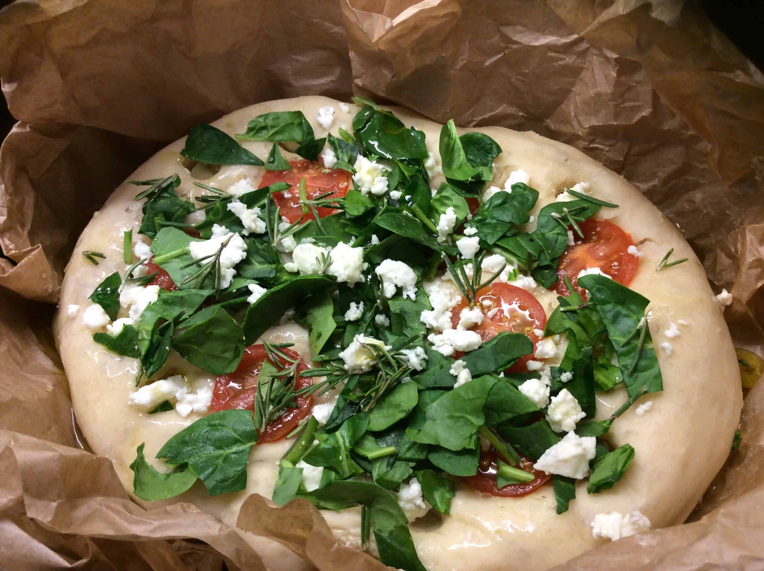 Slow Cooker Spinach and Feta Focaccia