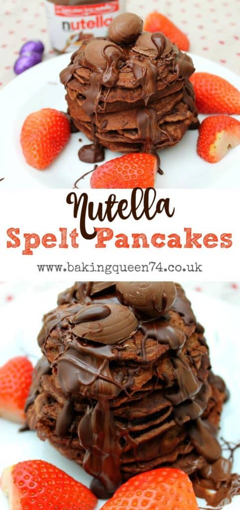 Nutella spelt pancakes, easy to make with Nutella in the batter!