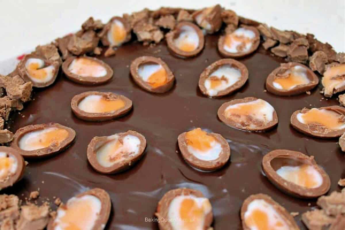 Close up of chocolate filling.