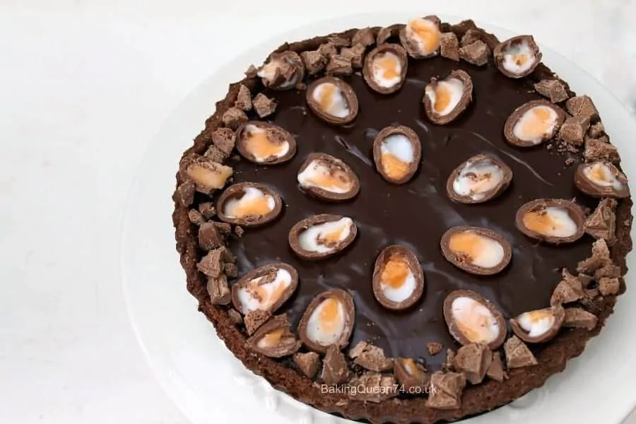 Creme Egg chocolate ganache tart