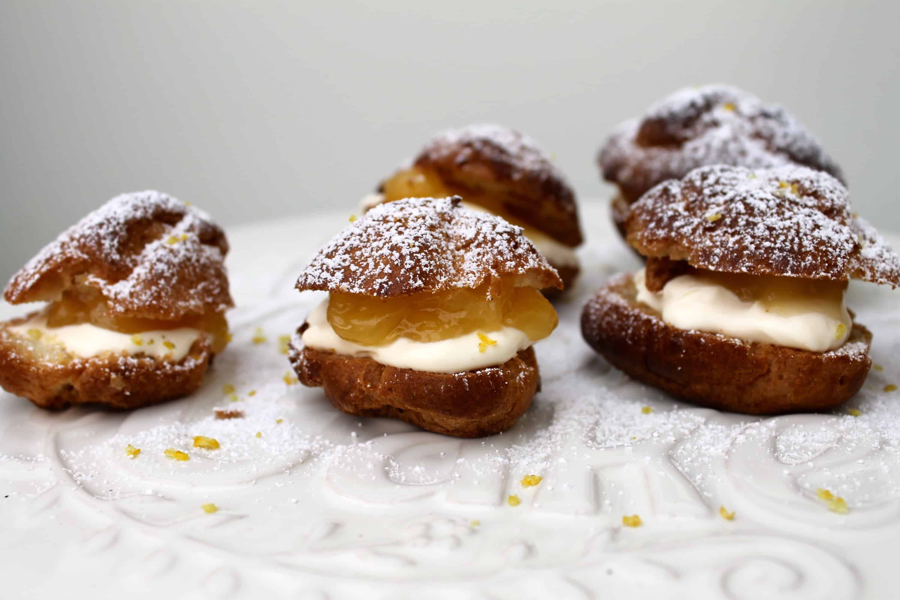 Lemon curd choux buns