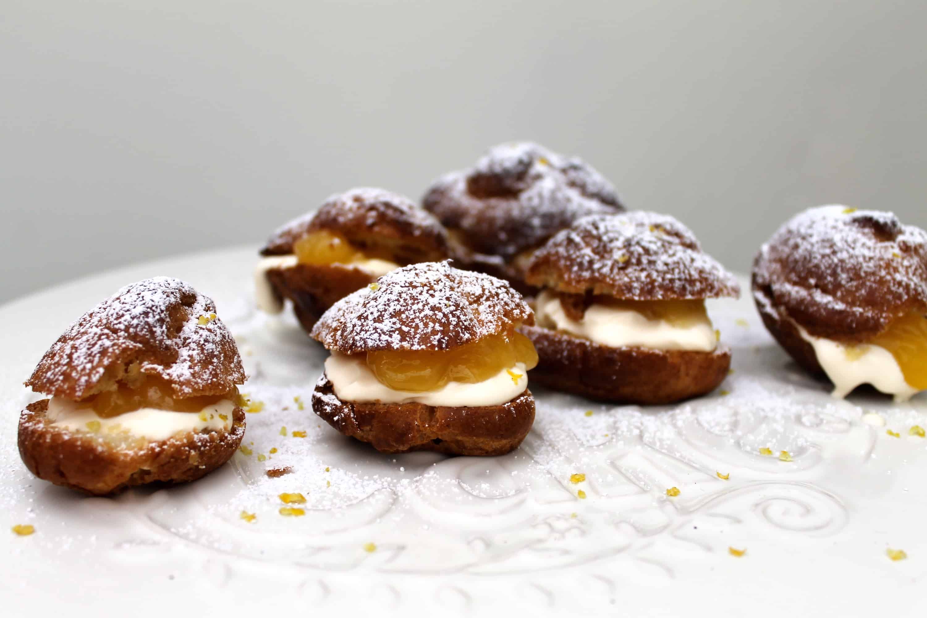 Lemon curd choux buns