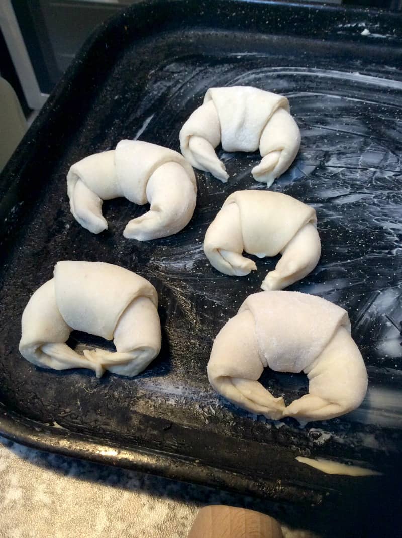 Making Croissants - after shaping and waiting to rise