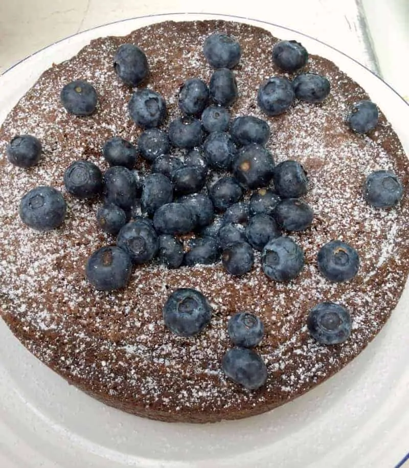 Chocolate, Almond and Blueberry Cake