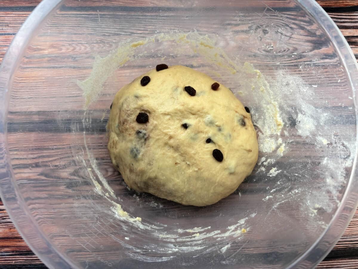 Raisin dough after 2nd prove.