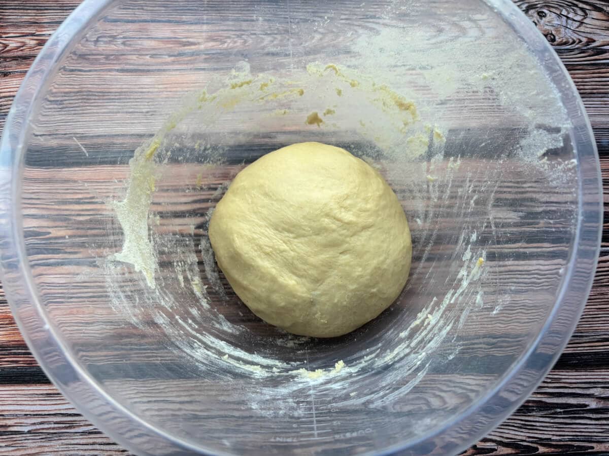 Dough in covered bowl before proving.