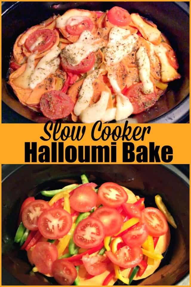 Slow cooker halloumi bake - a vegetarian slow cooker recipe which is ideal for a light meal