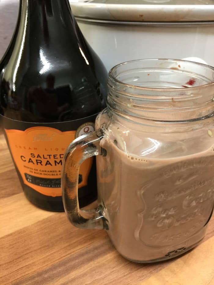 Slow Cooker Boozy Salted Caramel Hot Chocolate