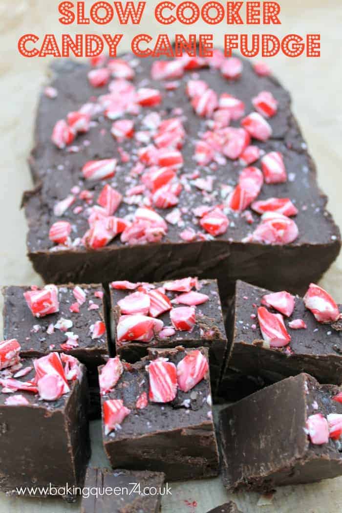 Slow Cooker Candy Cane Chocolate Fudge