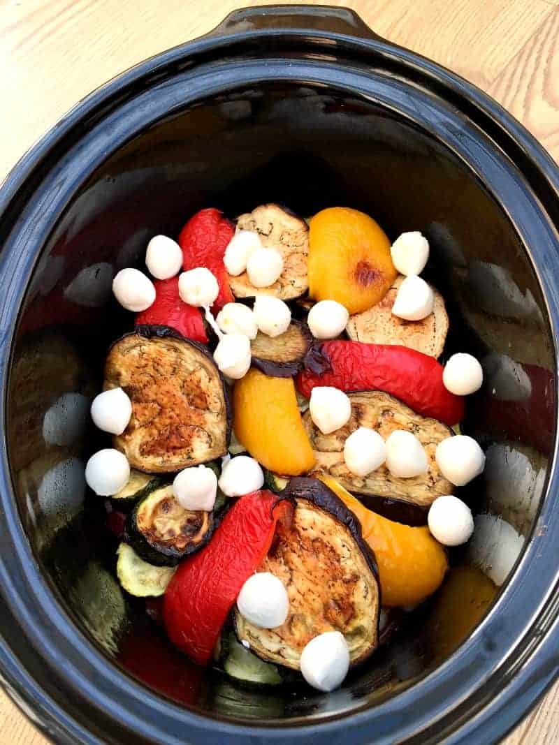 Slow Cooker Aubergine and Mozzarella Bake - BakingQueen74