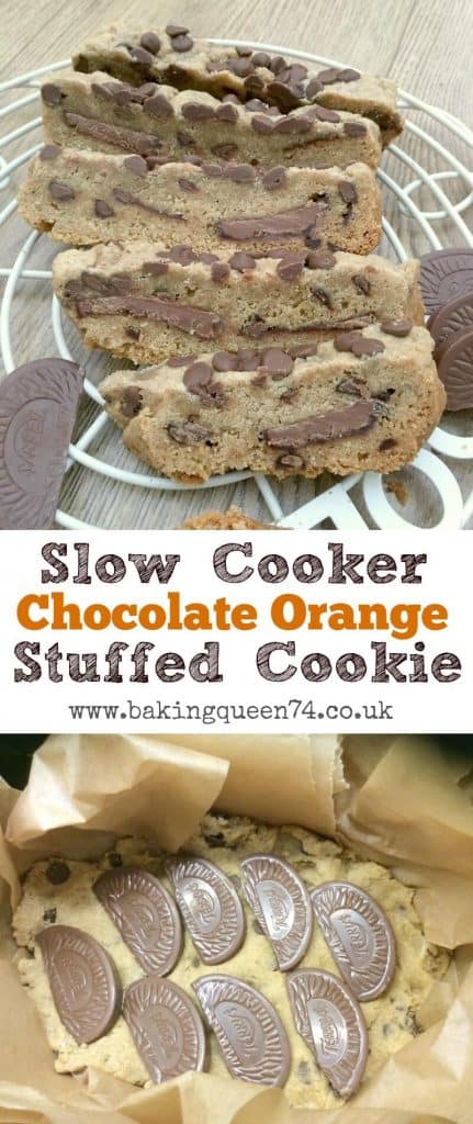 Slow cooker chocolate orange stuffed cookie - bake this delicious treat right in your crockpot!