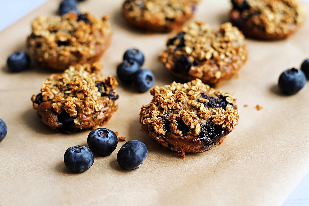 Gooey baked oats with blueberries.