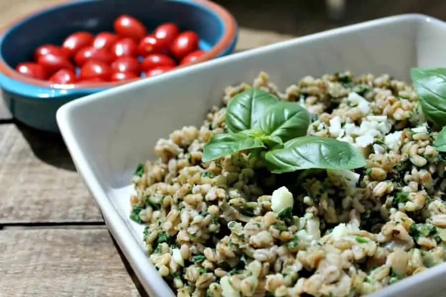 Slow Cooker Spinach and Halloumi Pearl Barley Risotto 