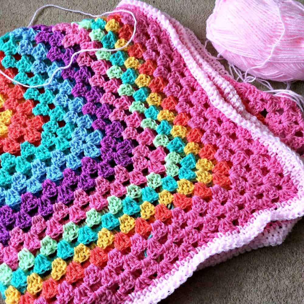 Giant Granny Square Crochet Baby Blanket - BakingQueen74