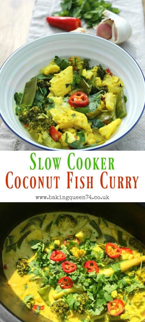 Slow cooker coconut fish curry - an easy to make dish, full of flavour, using your slow cooker