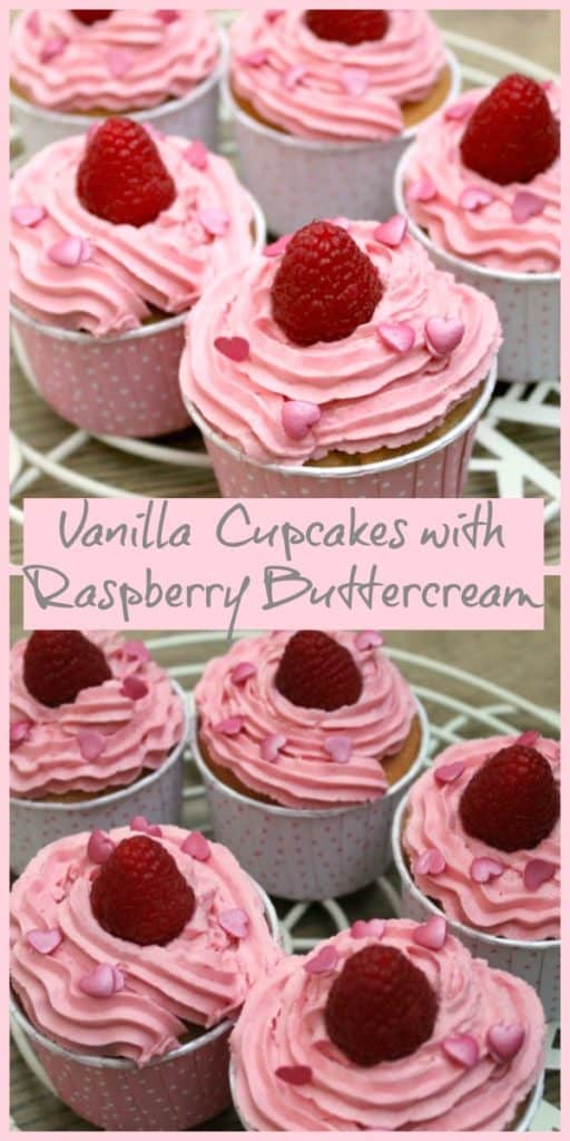 Vanilla Cupcakes with Raspberry Buttercream