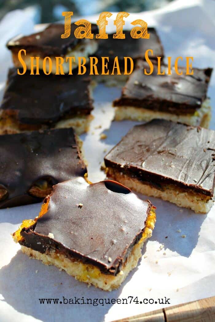 Jaffa Shortbread Slice - shortbread, orange jelly (jello) and chocolate layered together, easy to make and great for a quick treat