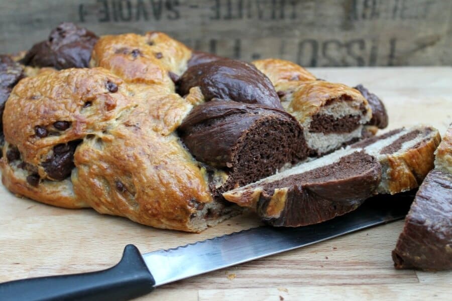 Chocolate Six-Strand Braided Challah Loaf on bakingqueen74.co.uk