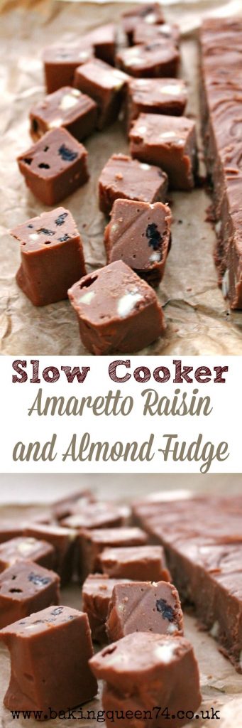 Slow Cooker Amaretto Raisin and Almond Fudge