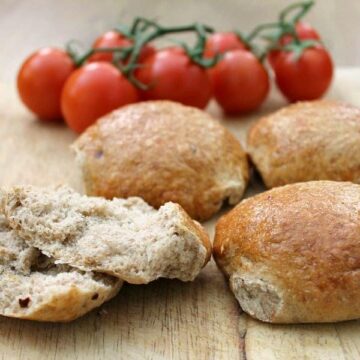 Wholemeal chilli bread rolls, close up