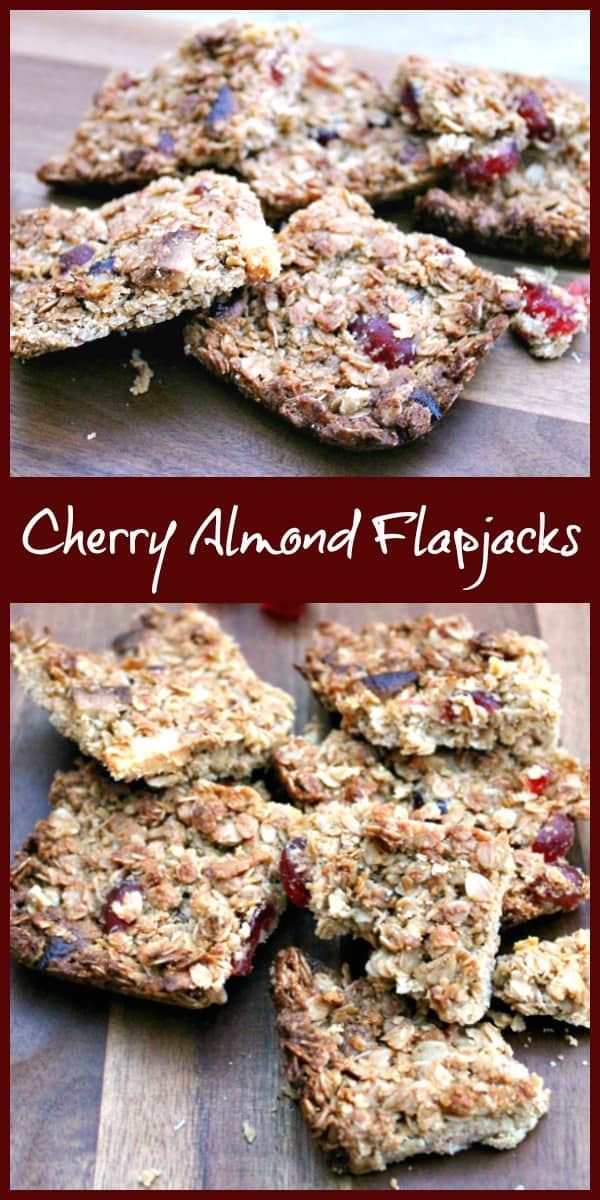 Cherry almond flapjacks collage