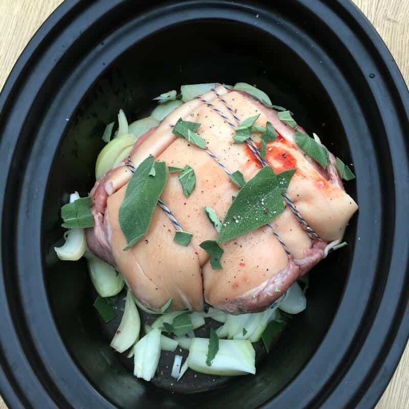Slow cooker roast pork with sage and onion