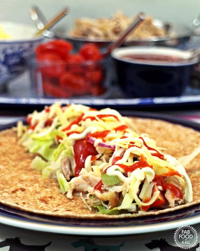 Easy cheesy pulled chicken wraps - Fab Food 4 All