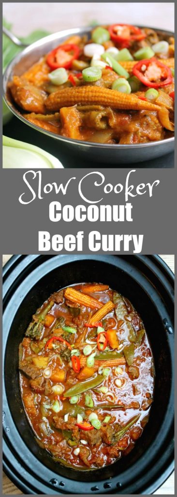 Slow cooker coconut beef curry - an easy to make crockpot dish ideal for family meals