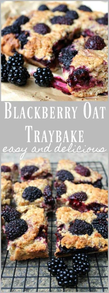 Blackberry oaty traybake cake