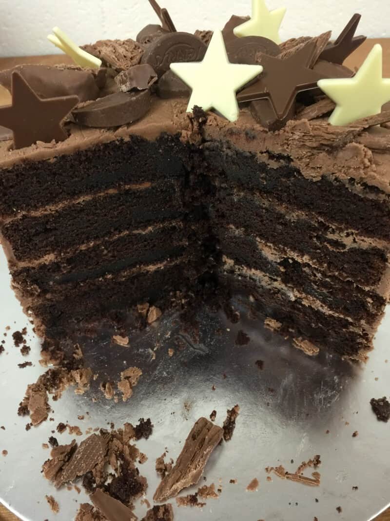 Inside the chocolate layer cake
