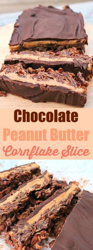 Chocolate Peanut Butter Cornflake Slice - BakingQueen74